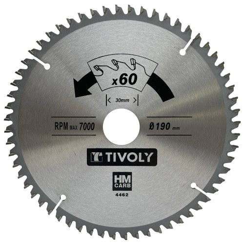 Ø: 190 x Ø2: 30 x Z: 60 / Hojas de sierra circular -Acabado -Para plástico, aluminio y acero inoxidable -Uso en sierra portátil (Funda cartón)
