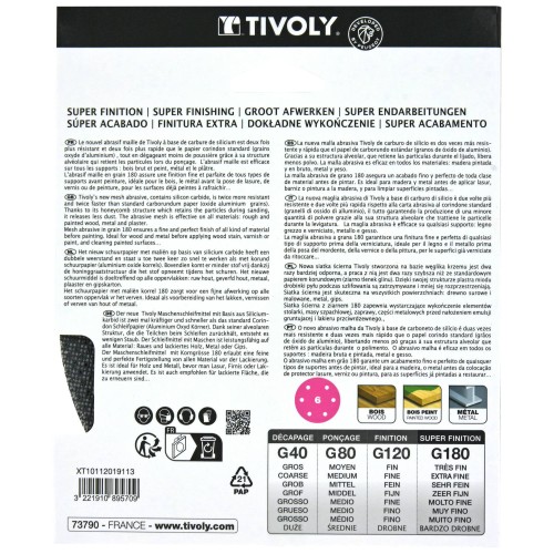 Disco MALLA -AUTOADHESIVO -Ø150 mm - Para lijadora excéntrica (Funda cartón) / Dim Ø150 / Gr : 180