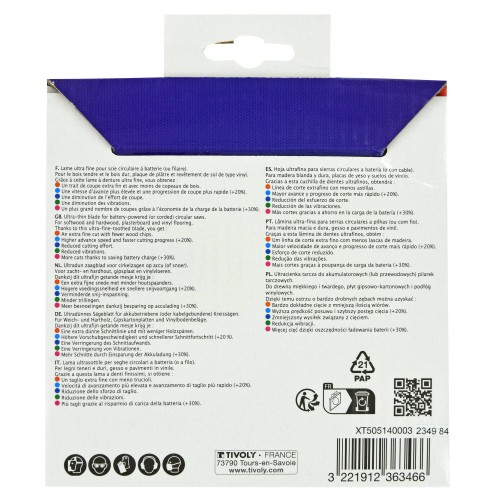 Ø: 136 x Ø2: 20 x Z: 20 / Hoja de sierra circular ultrafina - Caudal - Para madera, yeso, plástico. (Funda cartón)