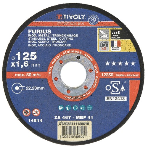 Disco de corte FURIUS -Para metal (Caja) / Ø: 125 / Ep: 1.6