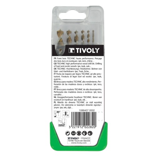 6 brocas para madera speed point Ø 2 a 8 mm