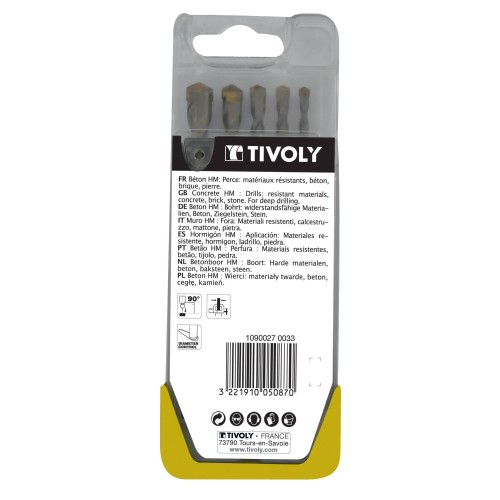 5 brocas para hormigón Ø 4 a 10 mm