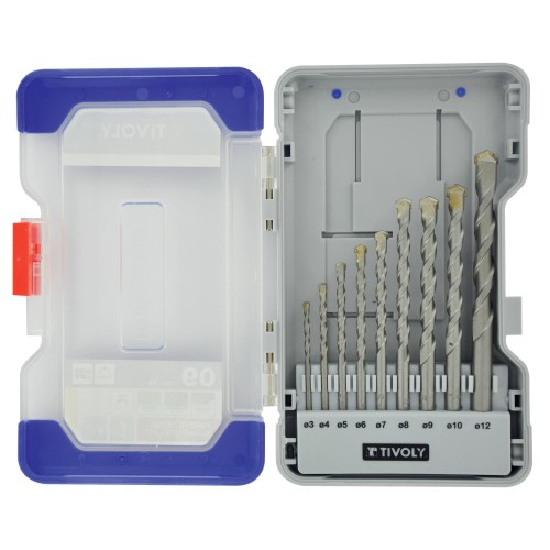 9 brocas para hormigón Ø 3 a 12 mm
