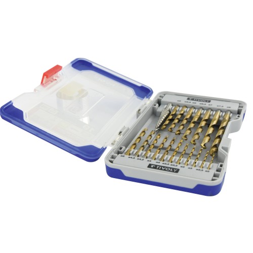 19 piezas -18 brocas para metal laminadas con recubrimiento TiN Ø 2 a 8 mm + 1 broca escalonada