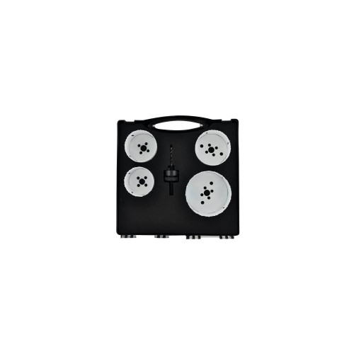 Maletín de 5 piezas - 4 sierras de corona bimetal HSS Ø 67 a 102 mm + 1 broca guía