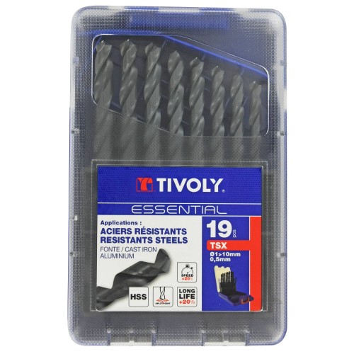 19 brocas para metales HSS STEAM rectificadas punta en cruz Ø 1 a 10 mm por 1/2 ESSENTIAL