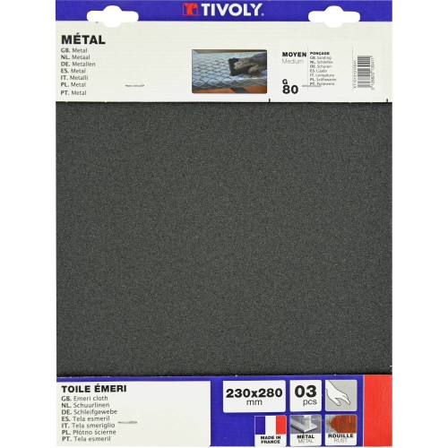 Hojas abrasivas TELA DE ESMERIL -230x280 mm (Cartoncillo colgante) / Dim 230x280 / Gr : 50