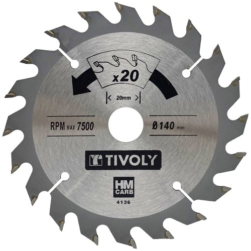 Ø: 140 x Ø2: 20 x Z: 20 / Hoja de sierra circular -Despiece -Para madera y yeso -Uso en sierra portátil (Funda cartón)