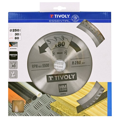 Ø: 250 x Ø2: 30 x Z: 80 / Hojas de sierra circular -Acabado -Para plástico, aluminio y acero inoxidable -ParaUso en sierra radial y de mesa (Funda cartón)