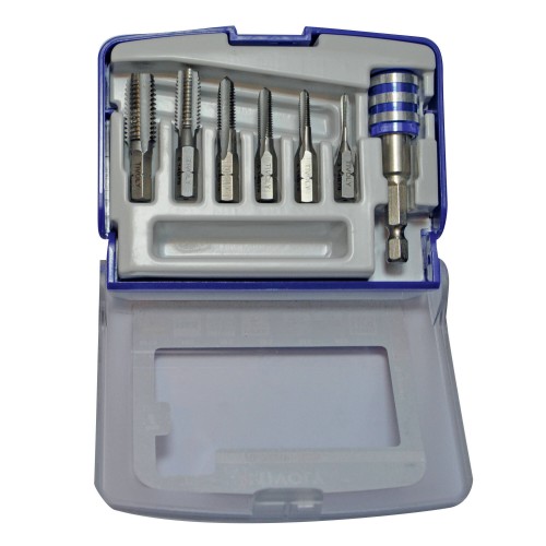 7 piezas - 6 machos de roscar HSS mango hexagonal M3 a M10 -Portapuntas de cambio rápido