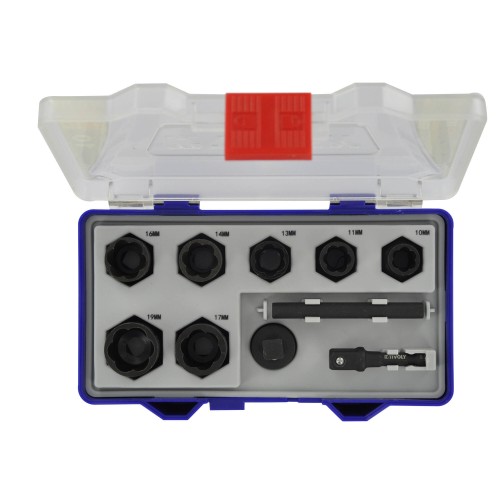 10 piezas -7 vasos de extracción 3/8" Ø 10 a 19 mm + accesorios -IMPACTO