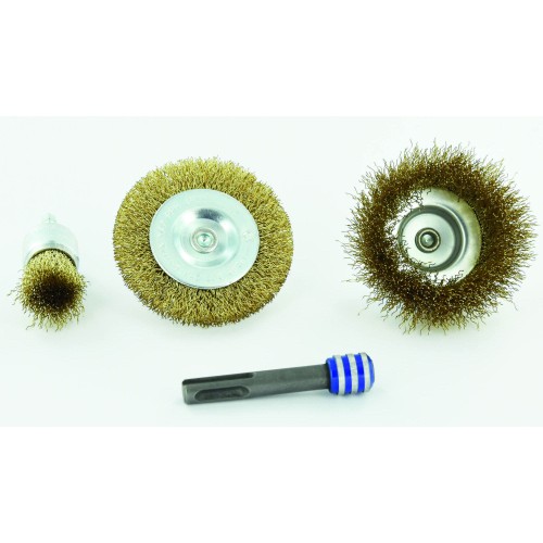 4 piezas: 3 cepillos para madera + 1 adaptador SDS+