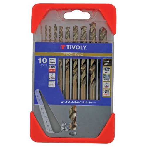 10 brocas para metal HSS-E5 (cobalto 5 %) graduadas SLR Ø 1 a 10 mm