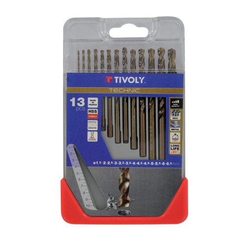 13 brocas para metal HSS-E5 (cobalto 5 %) graduadas SLR punta en cruz Ø 1,5 a 6,5 mm