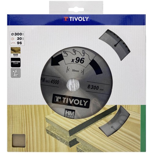 Ø: 300 x Ø2: 30 x Z: 96 / Hoja de sierra circular -Acabado -Para madera dura, estratificada y parqué -Uso en sierra radial (Funda cartón)