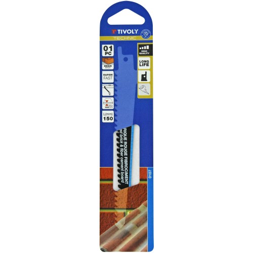Hoja de sierra de sable -Gran espesor -Para materiales abrasivos y fibrocemento -Enganche universal (Funda cartón) / L: 150 / H: 130 / Corte recto