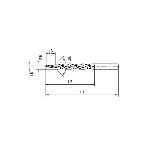 Ø: 2.5 / Broca BIDIAMETRAL 90° HSS VAPORIZADO | DIN 8378 RN | Media (Tubo)