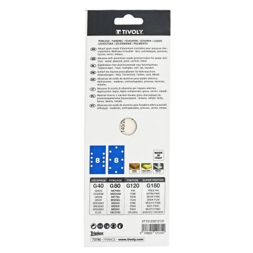 Hoja de lija PERFORADA -93x230 mm - Para lijadora orbital (Funda cartón) / Dim 93x230 / Gr : 40