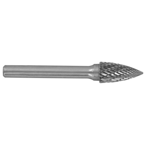 Fresa rotativa metal duro. Punta Ojiva Dentado normal. Forma D (Caja colgante) # / Ø: 10 / d2: 6 / L: 65