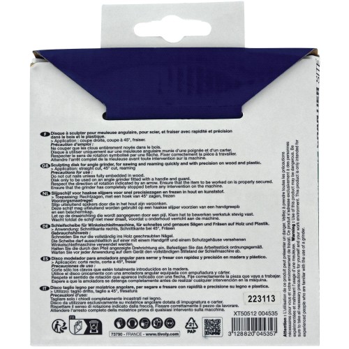 Ø: 115 x Ø2: 22.2 x Z: 12 / Disco de corte - Para madera y madera con clavos - Uso en amoladora (Funda cartón)