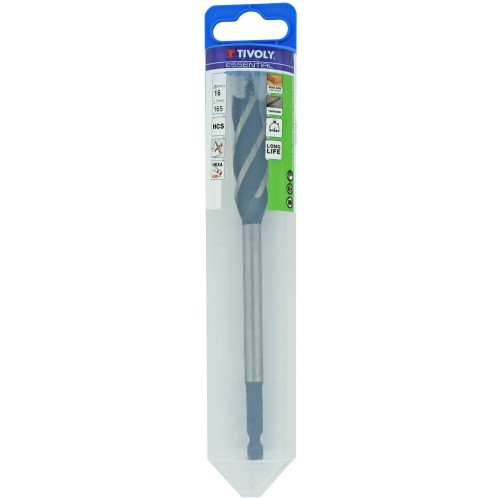 Ø: 16 / Broca para madera de 4 cortes -Mango hexagonal (Blíster) / L: 165