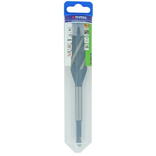 Ø: 24 / Broca para madera de 4 cortes -Mango hexagonal (Blíster) / L: 165