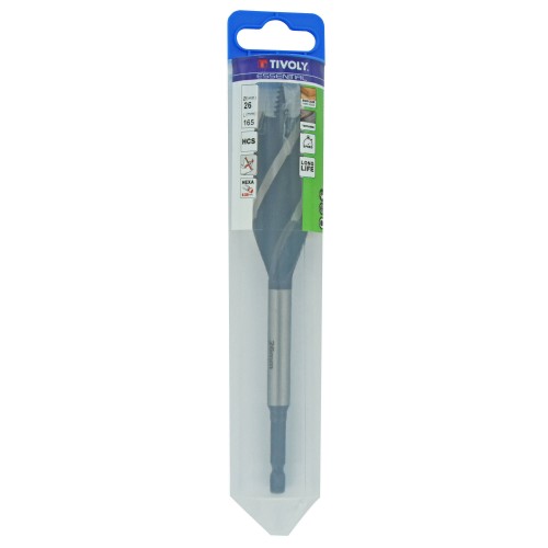 Ø: 26 / Broca para madera de 4 cortes -Mango hexagonal (Blíster) / L: 165