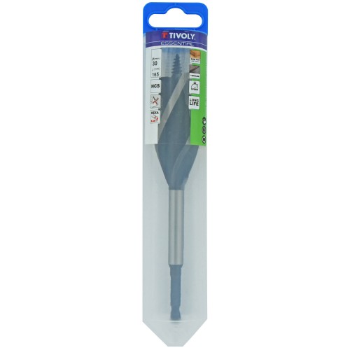 Ø: 30 / Broca para madera de 4 cortes -Mango hexagonal (Blíster) / L: 165