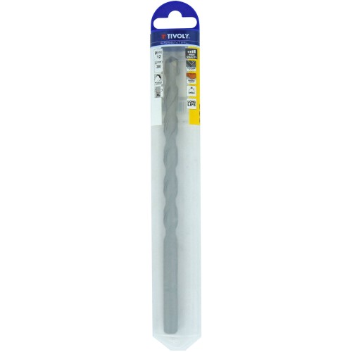 Ø: 12 / Broca para hormigón L. 200 mm -Mango cilíndrico (Blíster) / L: 200