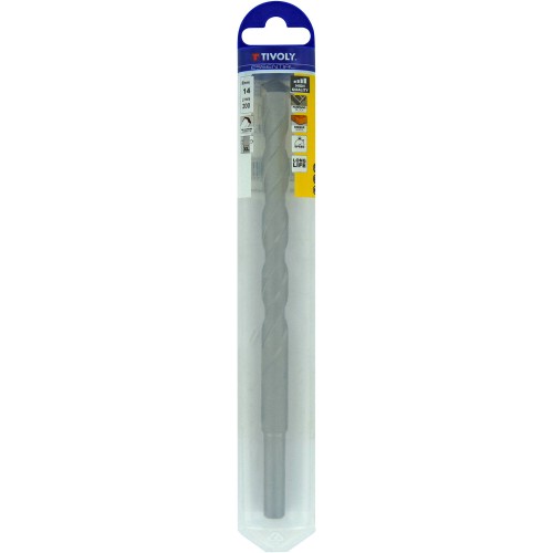Ø: 14 / Broca para hormigón L. 200 mm -Mango cilíndrico (Blíster) / L: 200