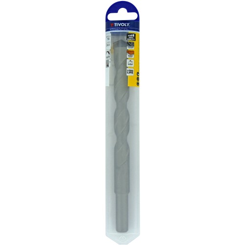 Ø: 18 / Broca para hormigón L. 200 mm -Mango cilíndrico (Blíster) / L: 200