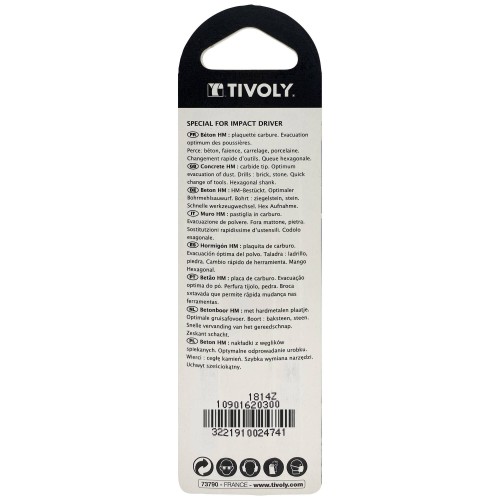 Ø: 3 / Broca para hormigón Shock Serie -Mango hexagonal monobloque (Blíster) / L: 80