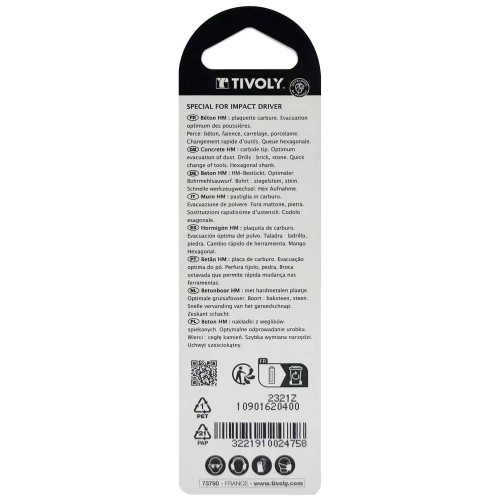 Ø: 4 / Broca para hormigón Shock Serie -Mango hexagonal monobloque (Blíster) / L: 80
