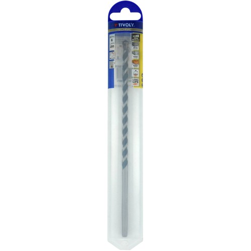 Ø: 6 / Broca para hormigón L. 200 mm -Placa de Metal Duro afilada con diamante -Mango cilíndrico (Blíster) / L: 200