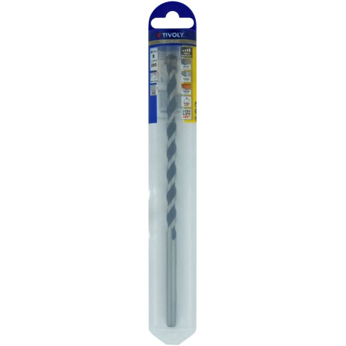 Ø: 8 / Broca para hormigón L. 200 mm -Placa de Metal Duro afilada con diamante -Mango cilíndrico (Blíster) / L: 200