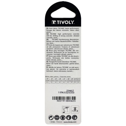 Ø: 3 / Broca para hormigón -Placa de Metal duro afilada con diamante -Mango cilíndrico -Graduada SLR (Blíster) / L: 60
