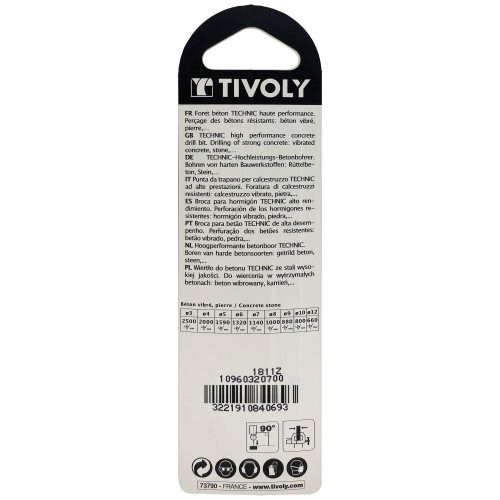 Ø: 7 / Broca para hormigón -Placa de Metal duro afilada con diamante -Mango cilíndrico -Graduada SLR (Blíster) / L: 100