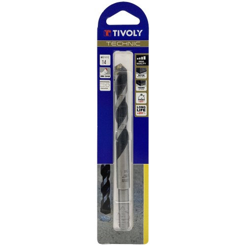 Ø: 14 / Broca para hormigón -Placa de Metal duro afilada con diamante -Mango cilíndrico -Graduada SLR (Blíster) / L: 150
