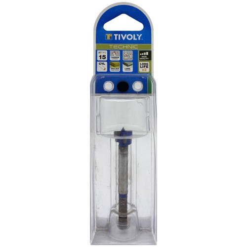 Ø: 15 / Broca para bisagra -Placa de carburo -Mango cilíndrico (Blíster) / L: 79.5