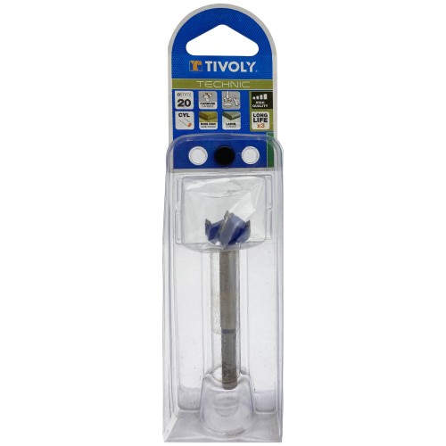 Ø: 20 / Broca para bisagra -Placa de carburo -Mango cilíndrico (Blíster) / L: 79.5