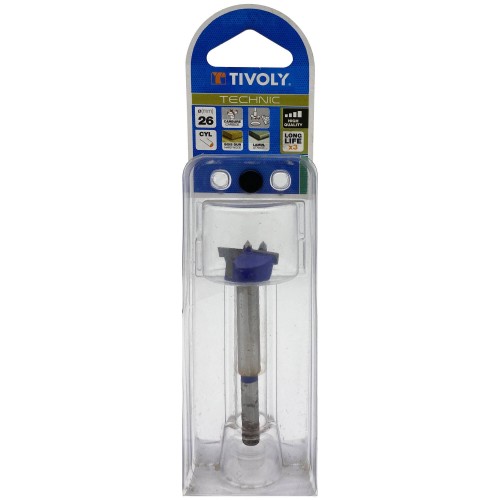 Ø: 26 / Broca para bisagra -Placa de carburo -Mango cilíndrico (Blíster) / L: 79.5
