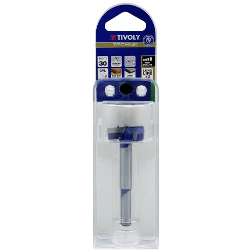 Ø: 30 / Broca para bisagra -Placa de carburo -Mango cilíndrico (Blíster) / L: 79.5