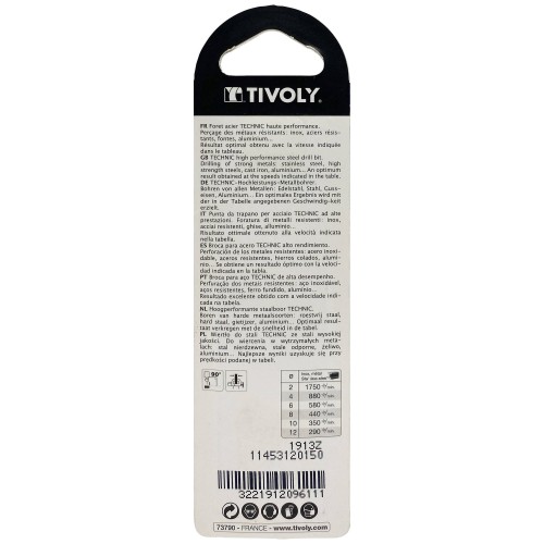 Ø: 1.5 / L: 40 / Broca para metal HSS -Recubrimiento de la punta con TiN -Afilado SPLIT POINT -Mango de 3 caras (Blíster)