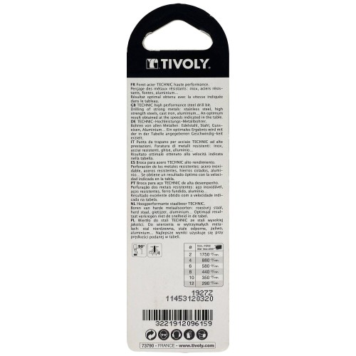 Ø: 3.2 / L: 65 / Broca para metal HSS -Recubrimiento de la punta con TiN -Afilado SPLIT POINT -Mango de 3 caras (Blíster)