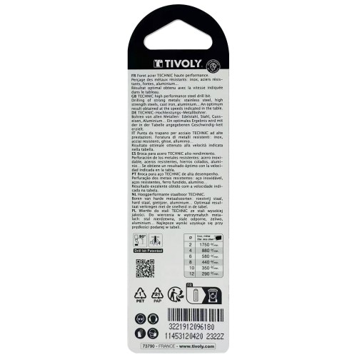 Ø: 4.2 / L: 75 / Broca para metal HSS -Recubrimiento de la punta con TiN -Afilado SPLIT POINT -Mango de 3 caras (Blíster)