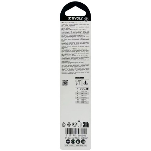 Ø: 8.5 / L: 117 / Broca para metal HSS -Recubrimiento de la punta con TiN -Afilado SPLIT POINT -Mango de 3 caras (Blíster)