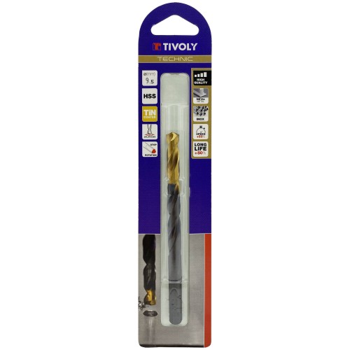 Ø: 9.5 / L: 125 / Broca para metal HSS -Recubrimiento de la punta con TiN -Afilado SPLIT POINT -Mango de 3 caras (Blíster)