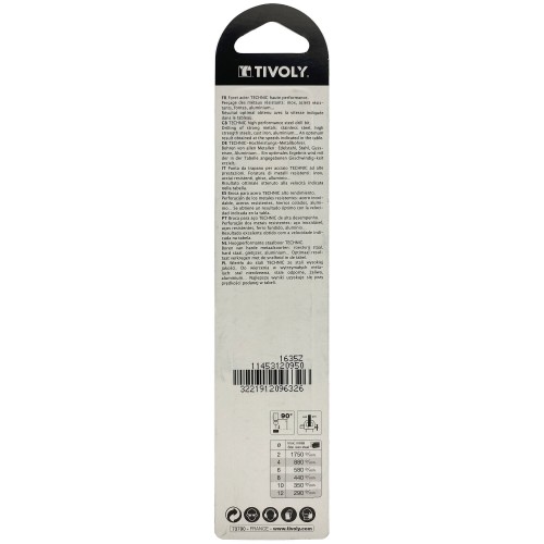 Ø: 9.5 / L: 125 / Broca para metal HSS -Recubrimiento de la punta con TiN -Afilado SPLIT POINT -Mango de 3 caras (Blíster)