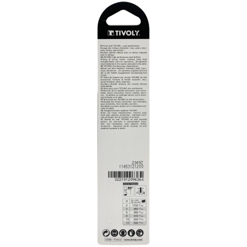 Ø: 12 / L: 151 / Broca para metal HSS -Recubrimiento de la punta con TiN -Afilado SPLIT POINT -Mango de 3 caras (Blíster)