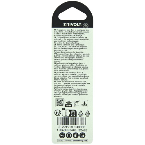 Ø: 4 / Broca para madera de 3 puntas -Mango cilíndrico -Graduada SLR (Blíster) / L: 75